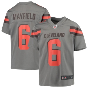 Youth Baker Mayfield Gray Inverted Player Limited Team Jersey