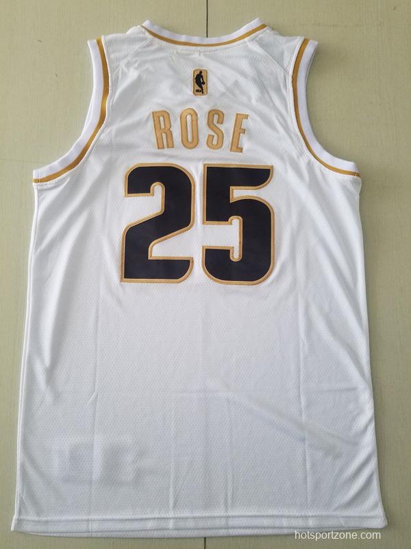 Derrick Rose 25 White Golden Edition Jersey