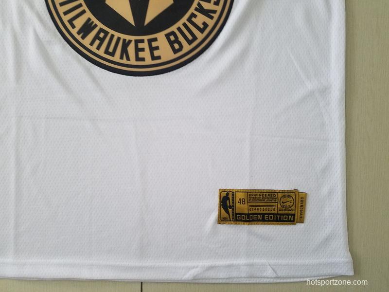 Giannis Antetokounmpo 34 White Golden Edition Jersey