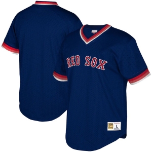 Youth Navy Cooperstown Collection Mesh Wordmark V-Neck Throwback Jersey