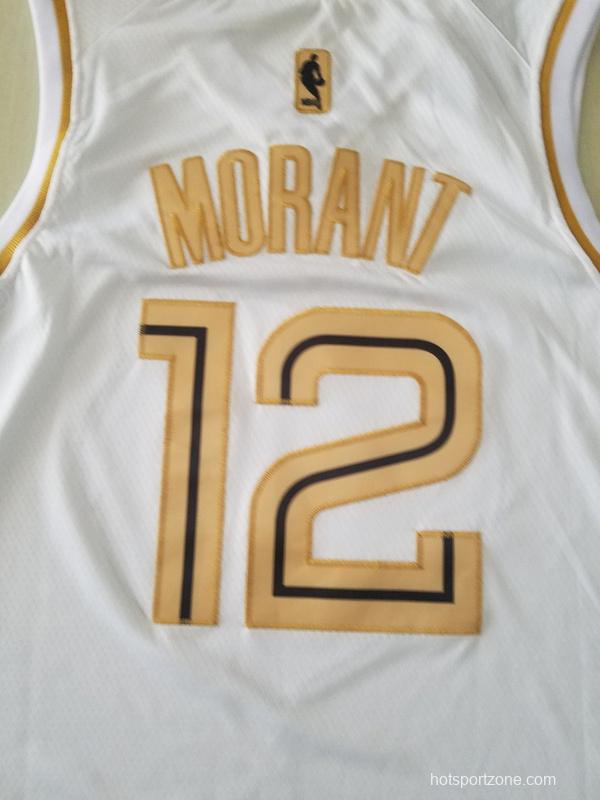 Ja Morant 12 White Golden Edition Jersey