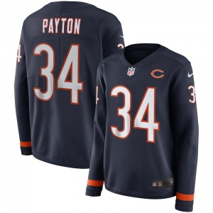Women's Walter Payton Black Therma Long Sleeve Player Limited Team Jersey