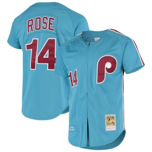 Men's Pete Rose Light Blue Cooperstown Collection Throwback Jersey
