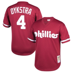 Youth Lenny Dykstra Burgundy Cooperstown Collection Mesh Batting Practice Throwback Jersey