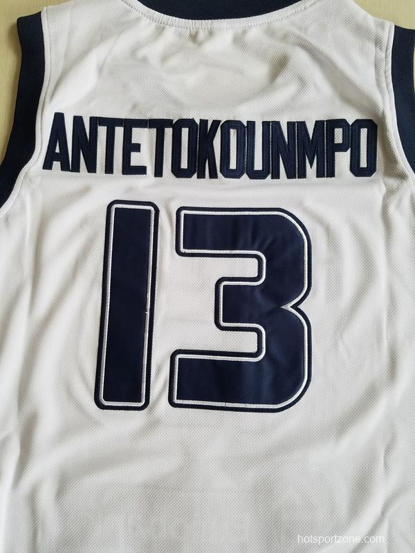 Giannis Antetokounmpo 13 Greece College White Basketball Jersey