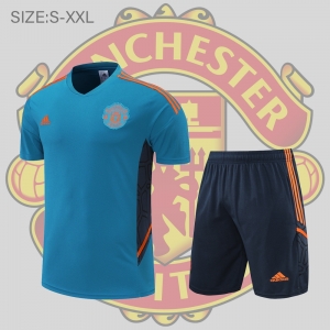 22/23 Manchester United Training Suit Short Sleeve Kit Blue