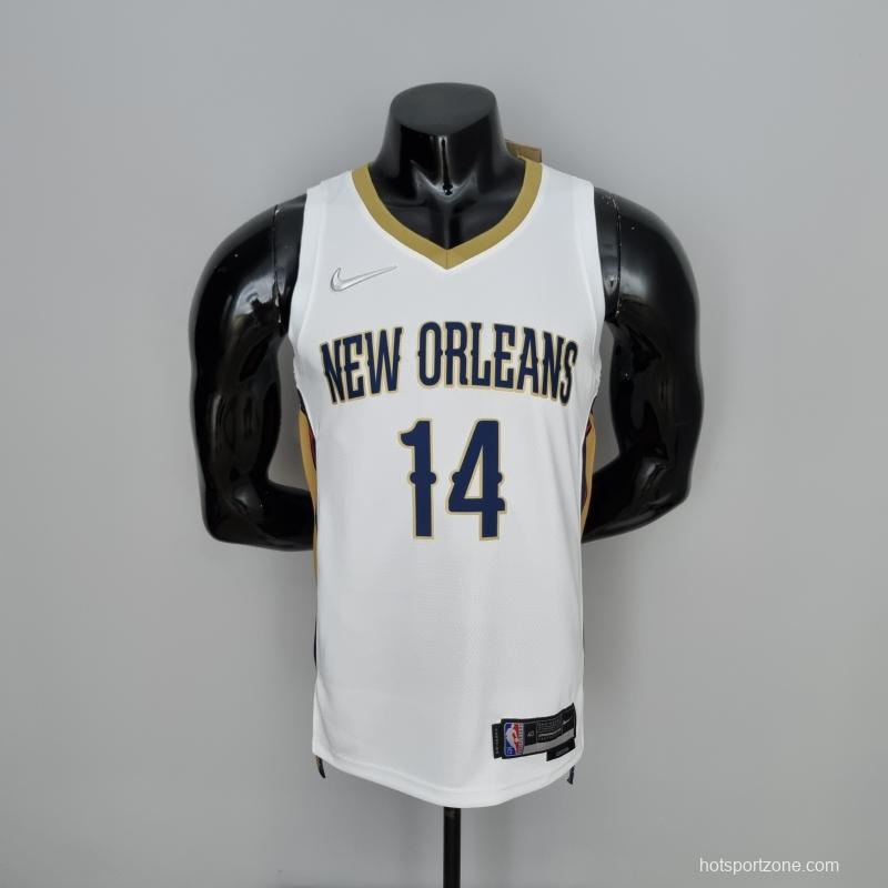 75th Anniversary New Orleans Pelicans Ingram #14 White NBA Jersey