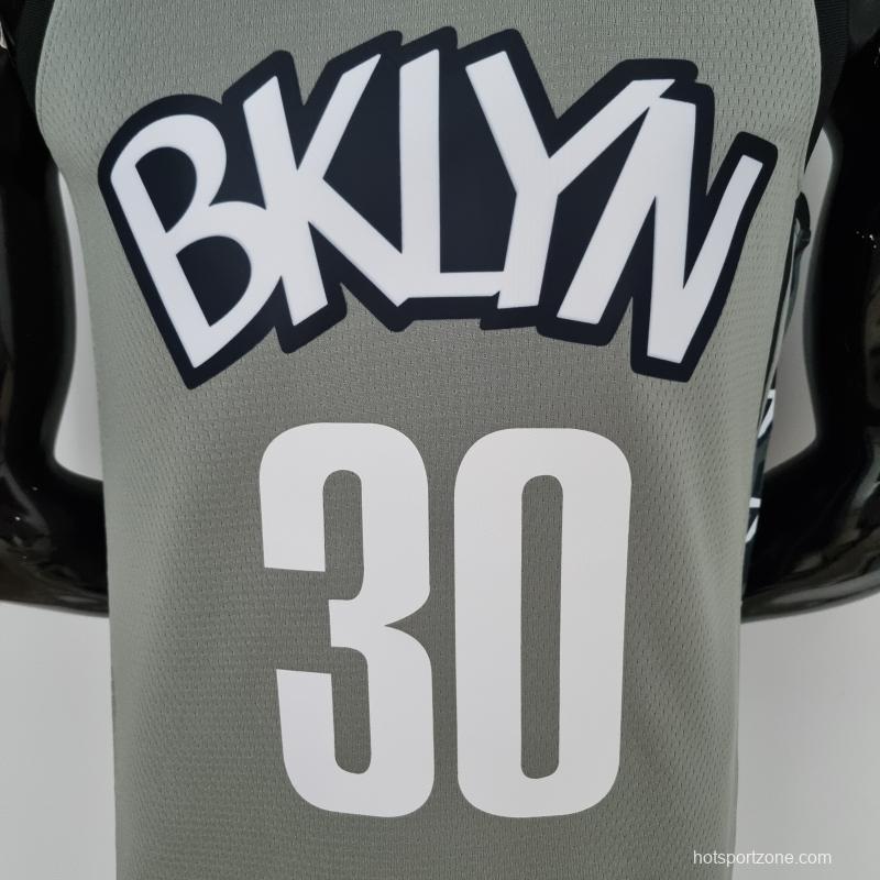 75th Anniversary Curry #30 Brooklyn Nets City Edition Gray NBA Jersey