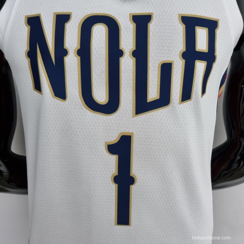 2022 New Orleans Pelicans City Edition Williams #1 White NBA Jersey