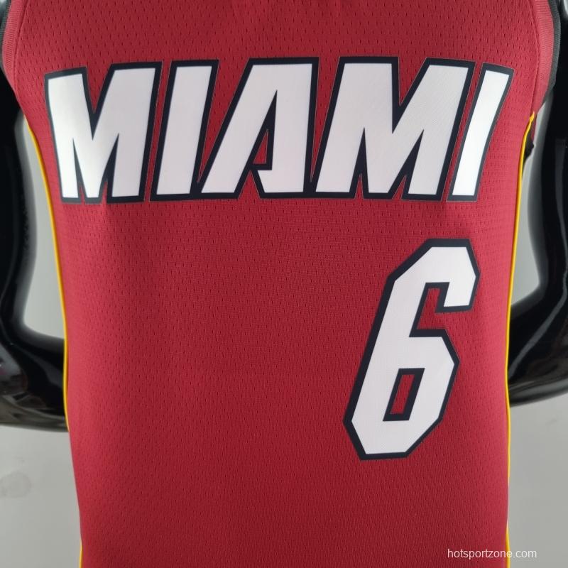 75th Anniversary Miami Heat Jordan JAMES #6 Burgundy NBA Jersey