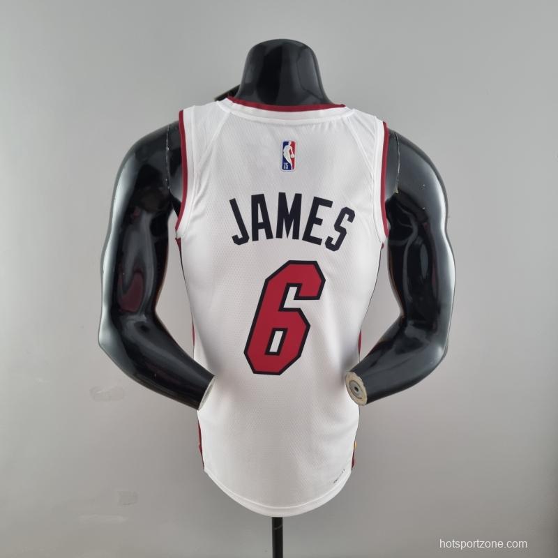 75th Anniversary Miami Heat JAMES #6 White NBA Jersey