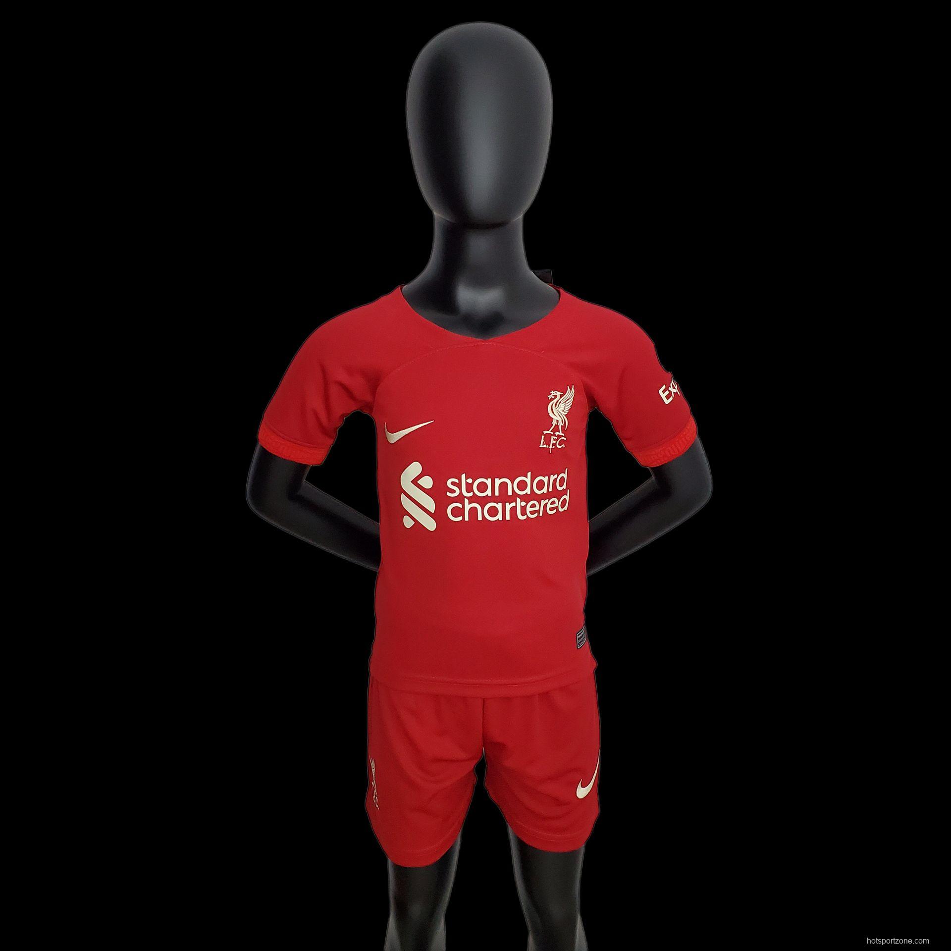 22/23 Liverpool Home Kids Size 16-28 Soccer Jersey