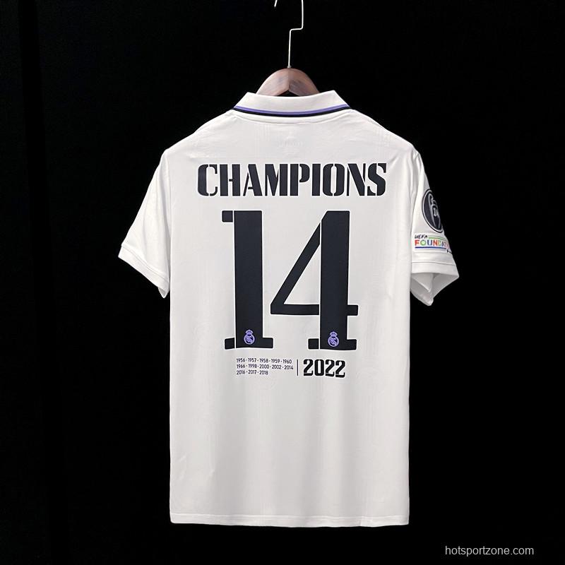 22/23 Real Madrid Home 14 Champions League Winner Soccer Jersey