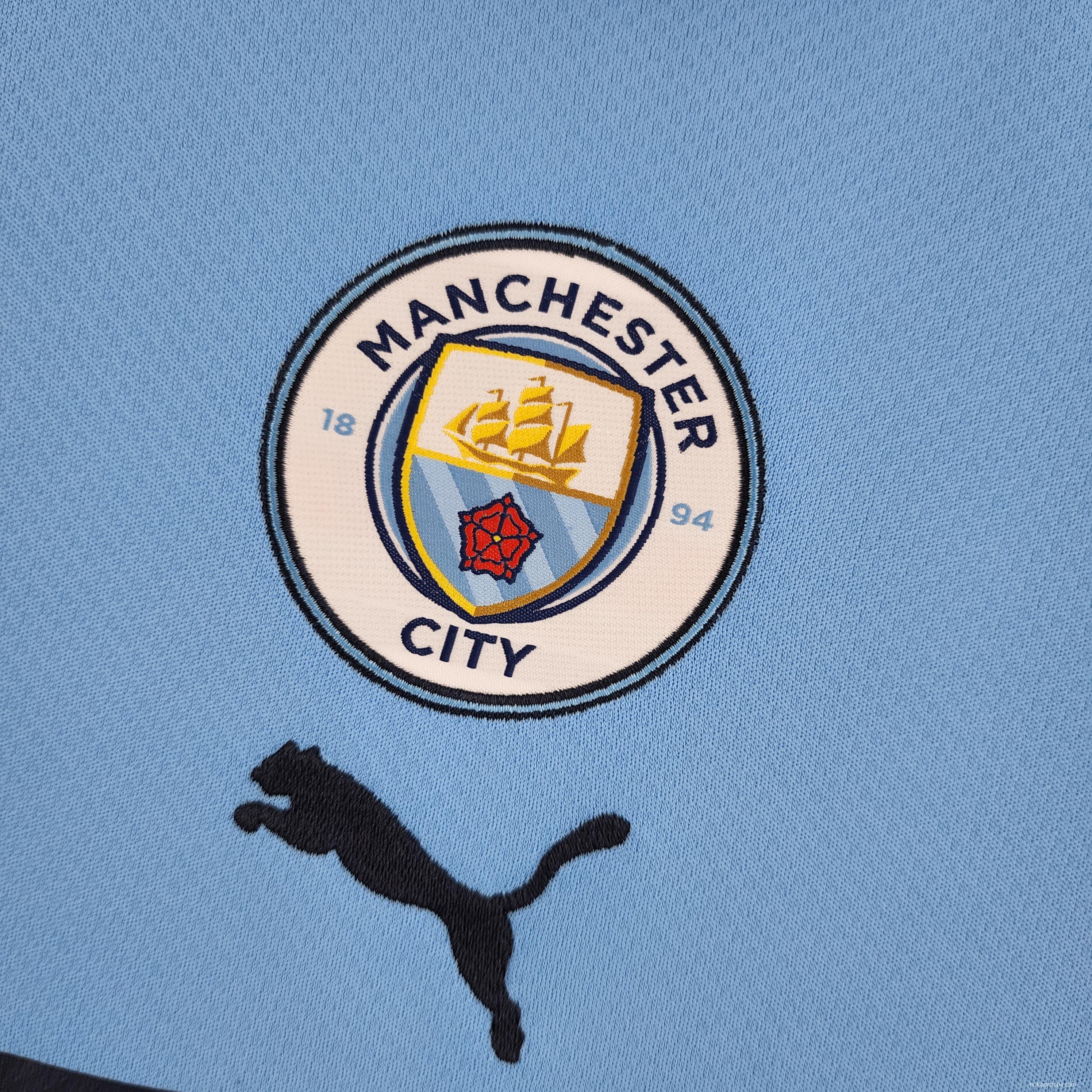 22/23 Long Sleeve Manchester City Home Soccer Jersey