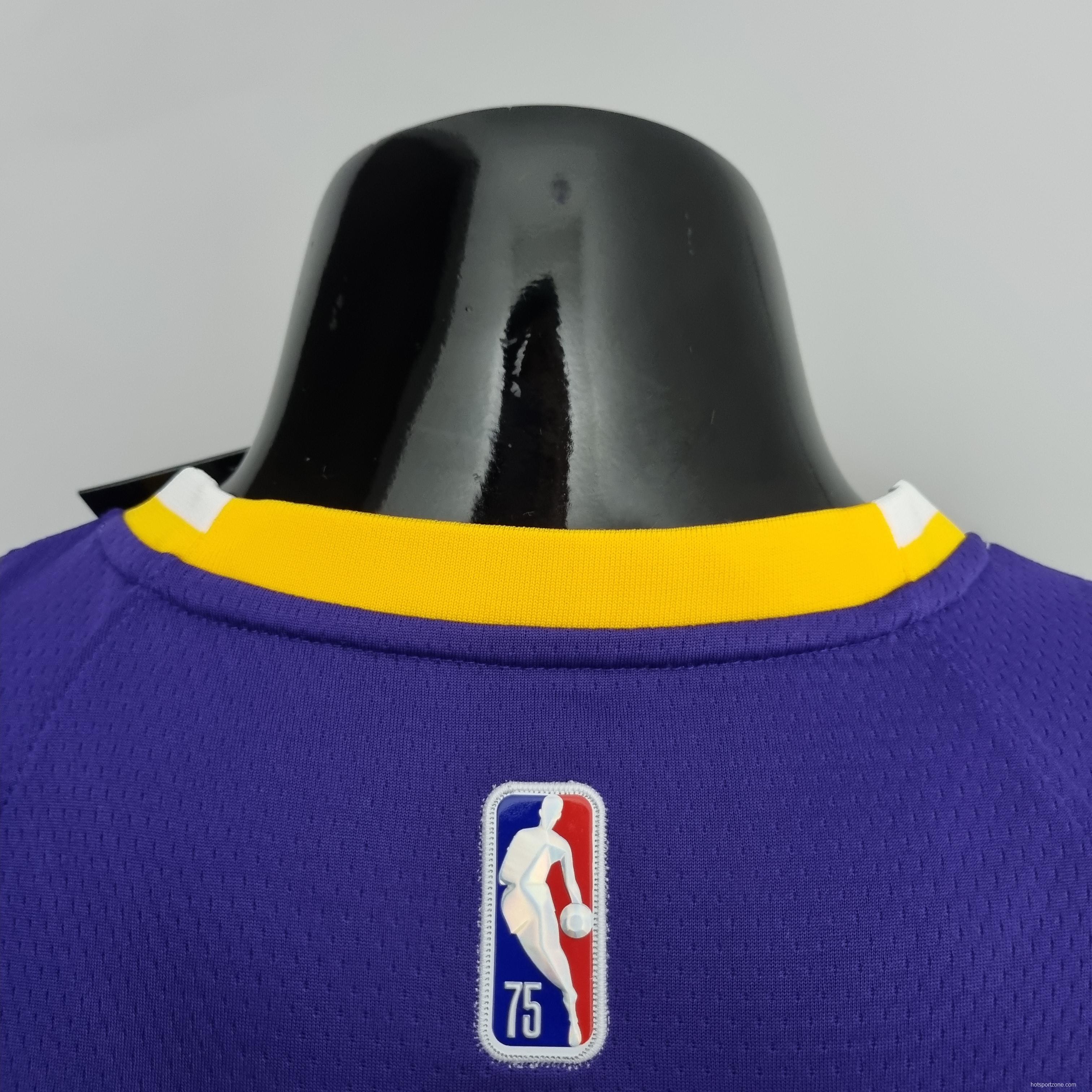 75th Anniversary James #23 Los Angeles Lakers Jordan Purple NBA Jersey