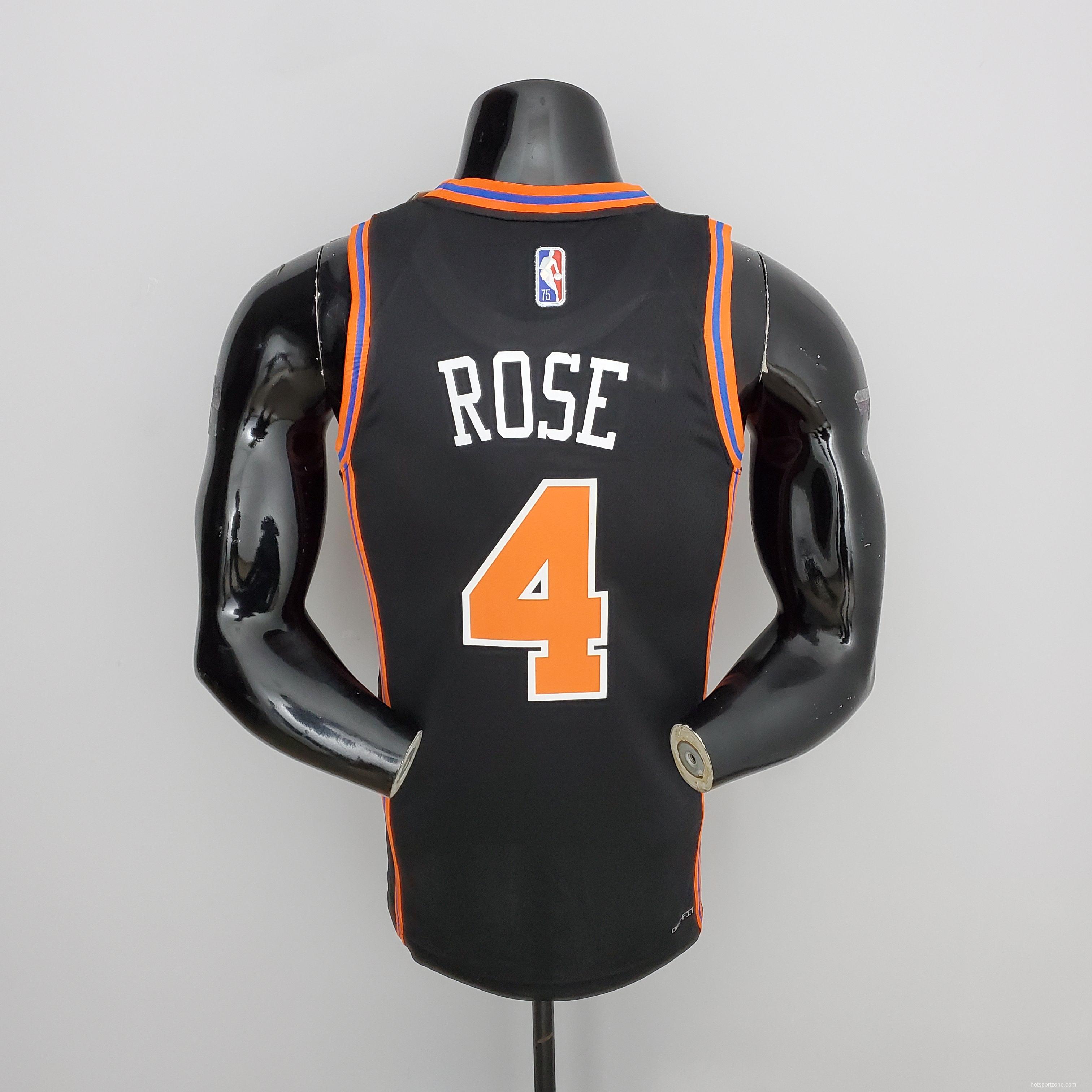 2022 Season Rose#4 Knicks Urban Edition Black NBA Jersey