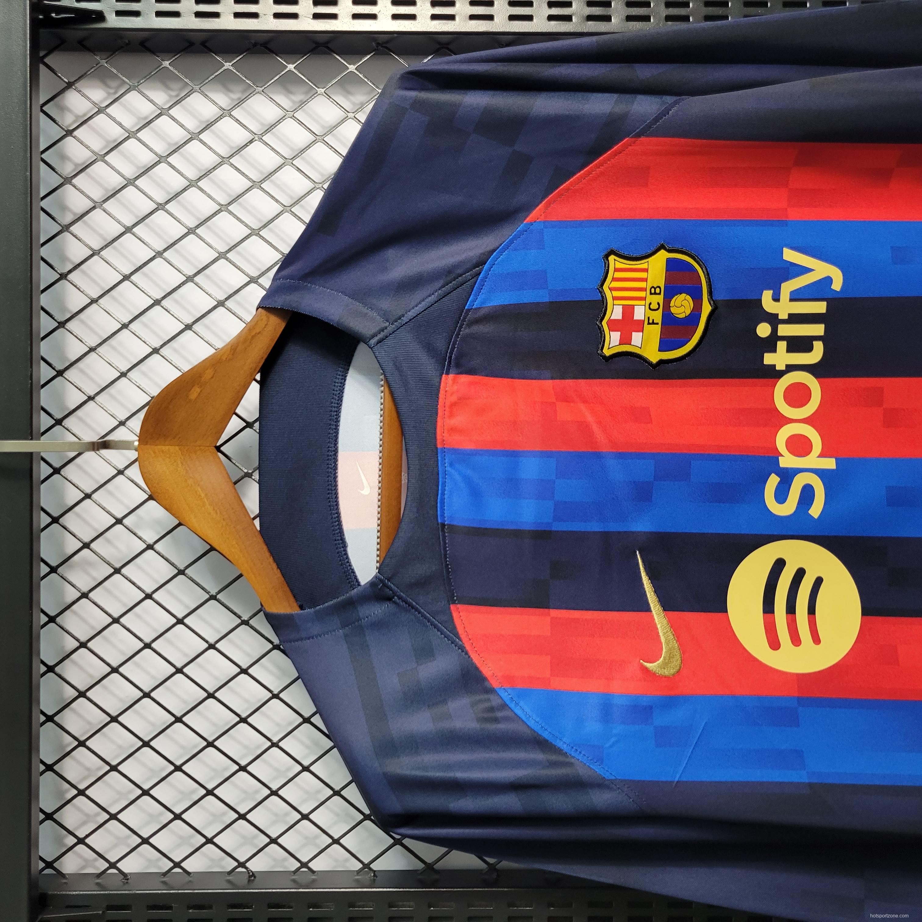 22/23 Long Sleeve Barcelona Home Soccer Jersey