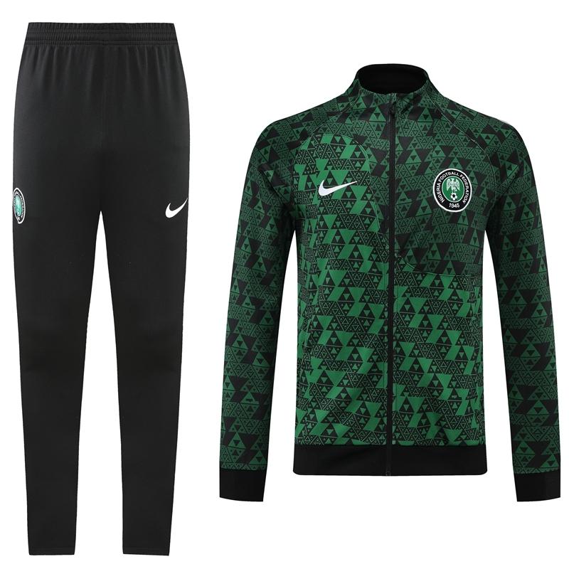 2022 Nigeria Green Full Zipper Jacket+Long Pants