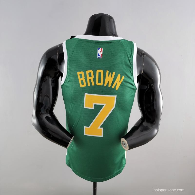 Boston Celtics BROWN#7 Green Gold NBA Jersey