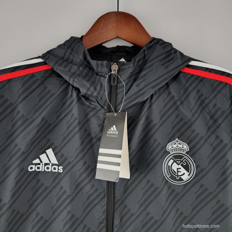 2022 Real Madrid Windbreaker Black Red And White