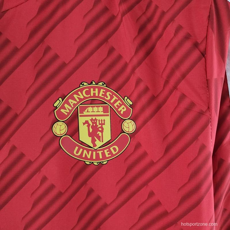 2022 Manchester United Windbreaker Red White Edge