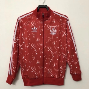 Retro 89/90 Liverpool Home Red  Full Zipper Jacket Soccer Jersey