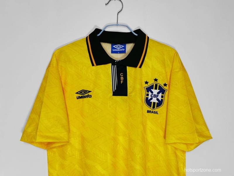 Retro 1991/93 Brazil Home Soccer Jersey