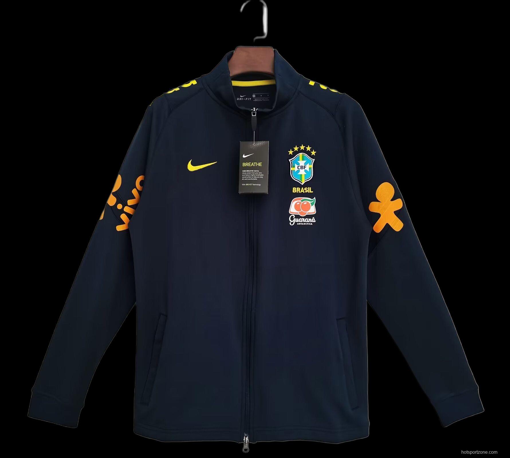 2022 Brazil Full Zipper Navy Training Jacket