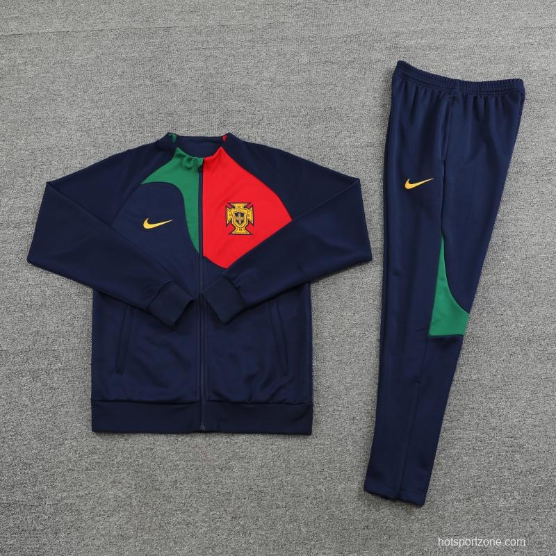 2022 Portugal Nary/Red Full Zipper Tracksuit