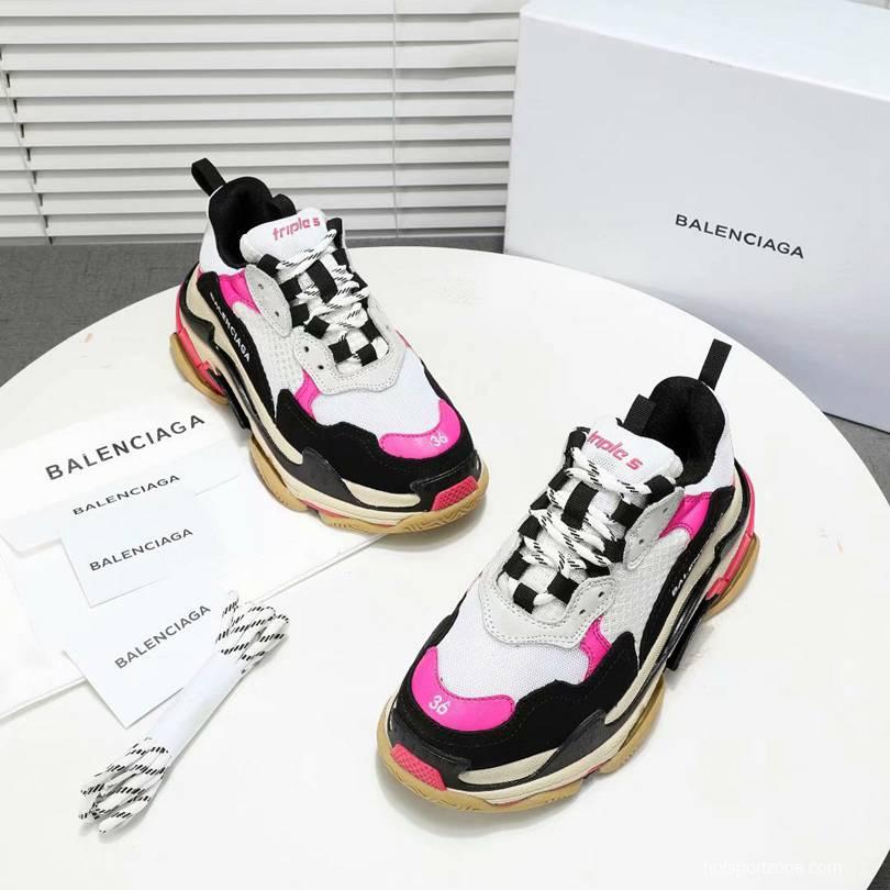 Men/Women Balenciaga Triple S  Sneaker Pink/Black/White