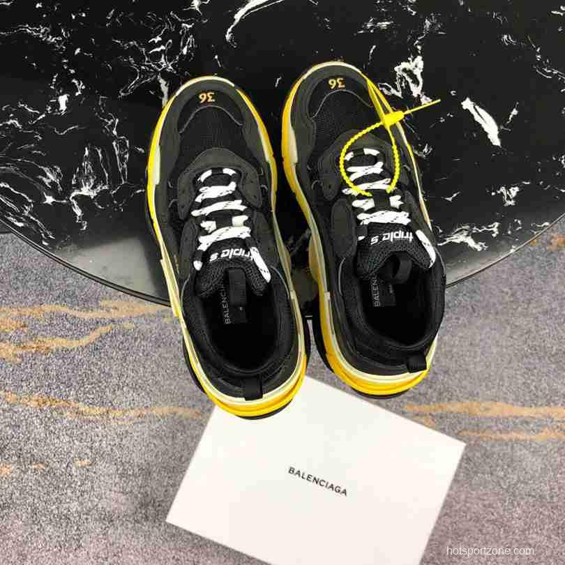 Men Balenciaga Triple-S Sneaker Yellow Sole Black