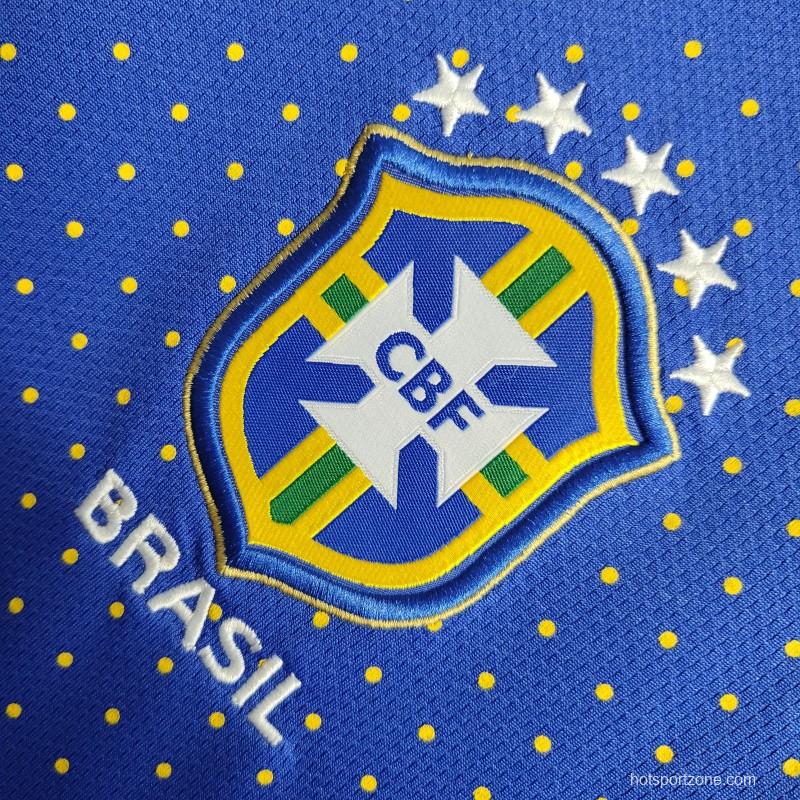 Retro 2010 Brazil Away Blue Jersey