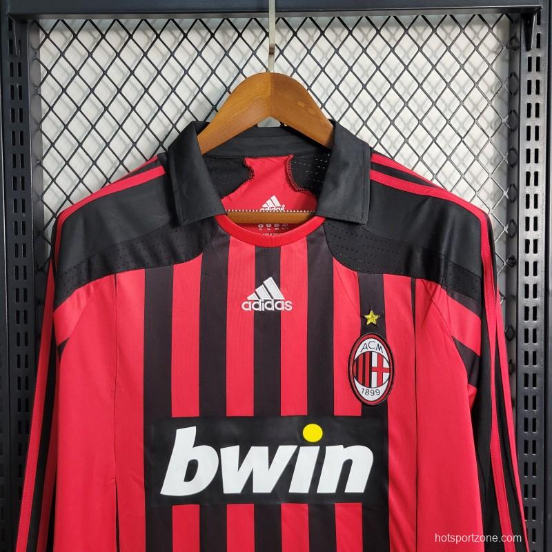 Retro 07-08 AC Milan Home Long Sleeve Jersey