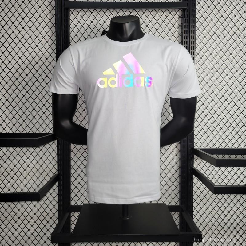 2023 Adidas White T-shirts WITH Adidas LOGO