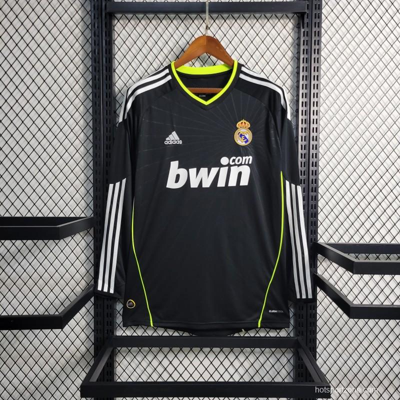 Retro 10-11 Real Madrid Away Black Long Sleeve Soccer Jersey