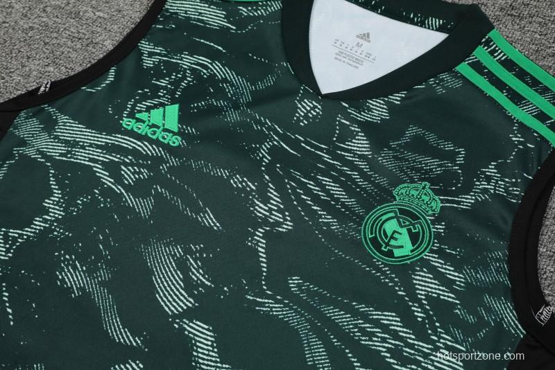 23-24 Real Madrid Black Green Pattern Vest Jersey+Shorts