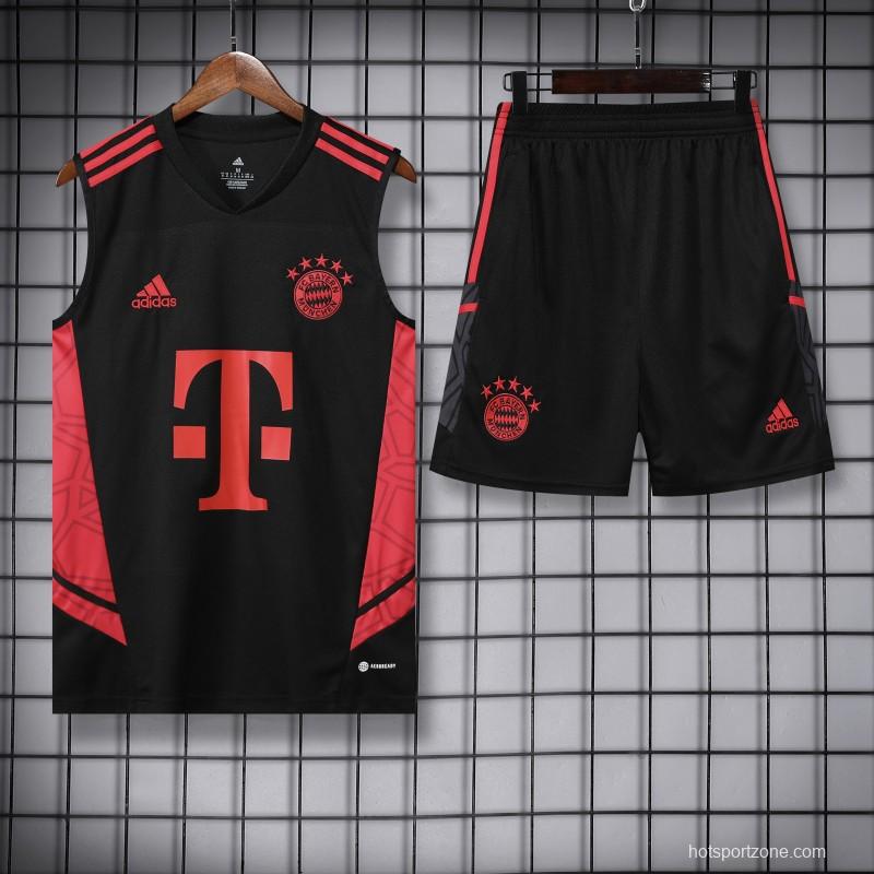 23-24 Bayern Munich Black Red Vest Jersey+Shorts