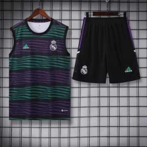 23-24 Real Madrid Stripe Pattern Vest Jersey+Shorts