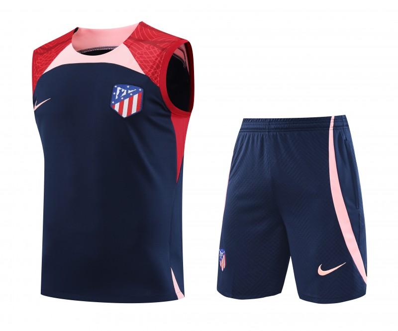 23-24 Atletico Madrid Black Red Vest Jersey+Shorts