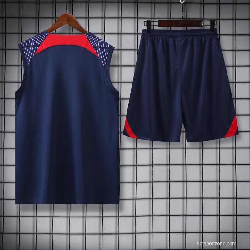 23-24 PSG Navy Vest Jersey+Shorts