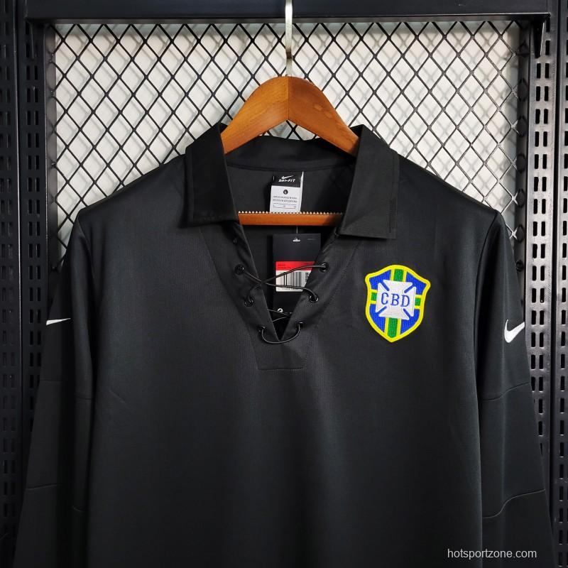 Retro 2004 Brazil Special Edition Black Long Sleeve Jersey