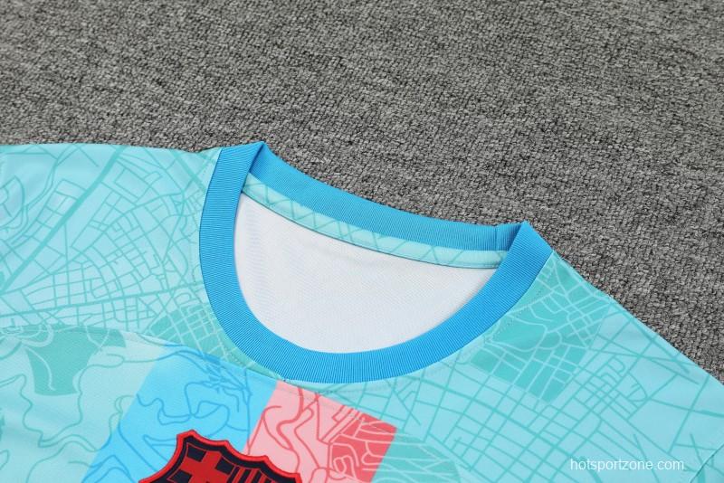 23-24  Barcelona Sky Blue Short Sleeve Jersey+Shorts