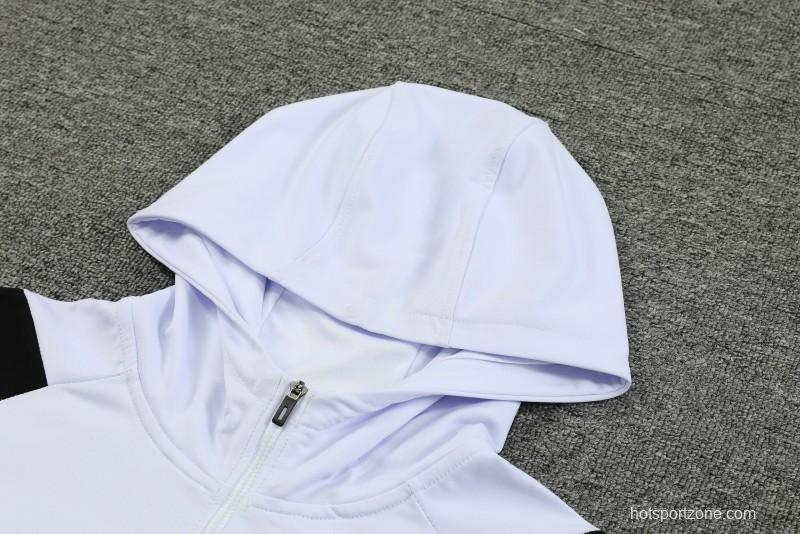 23/24 Manchester United White Hoodie Half Zipper Jacket+ Pants