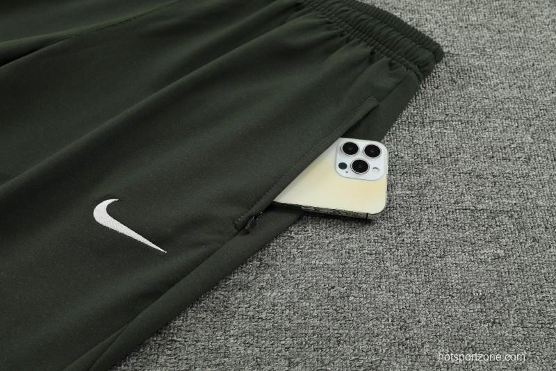 23/24 Barcelona Dark Green Hoodie Half Zipper Jacket+ Pants