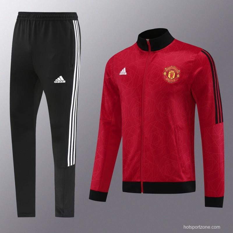23/24 Manchester United Red Full Zipper Jacket+Pants
