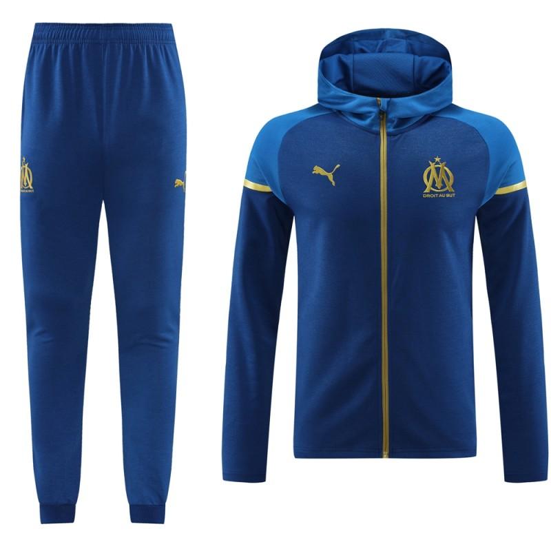 23/24 Olympique Marseille Blue Full Zipper Hoodie Jacket+Pants