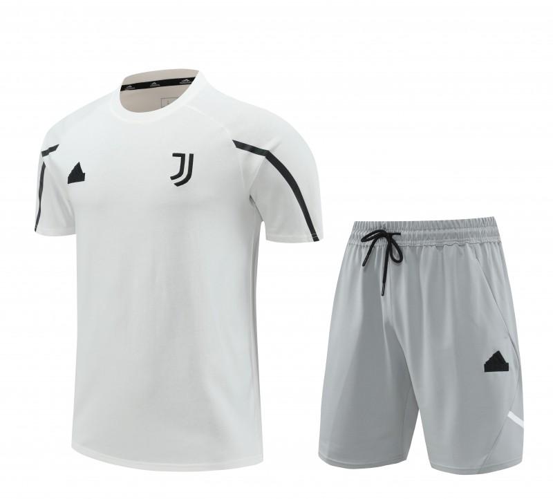 23/24 Juventus White Cotton Short Sleeve Jersey+Shorts