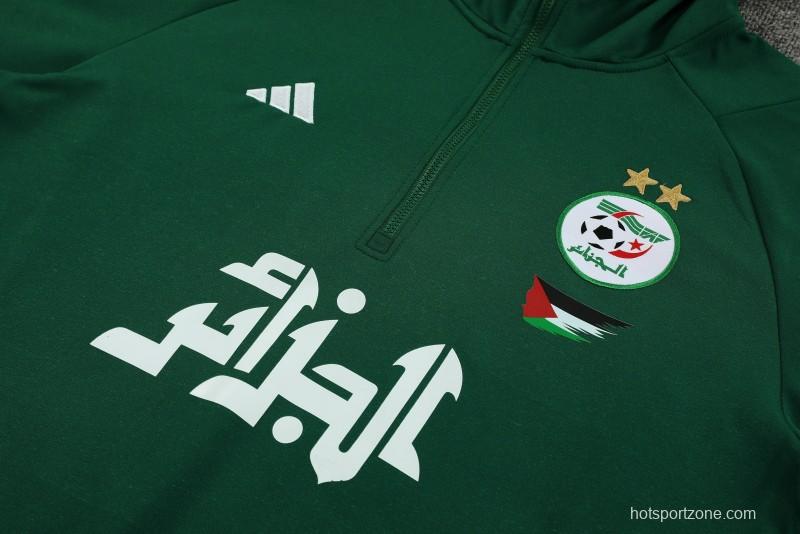 2024 Algeria Green Hoodie  Full Zipper Hoodie Jacket+Pants