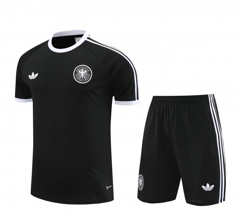 2024 Germany Black Cotton Short Sleeve Jersey+Shorts