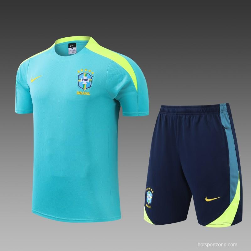 2024 Brazil Blue Short Sleeve Jersey+Shorts